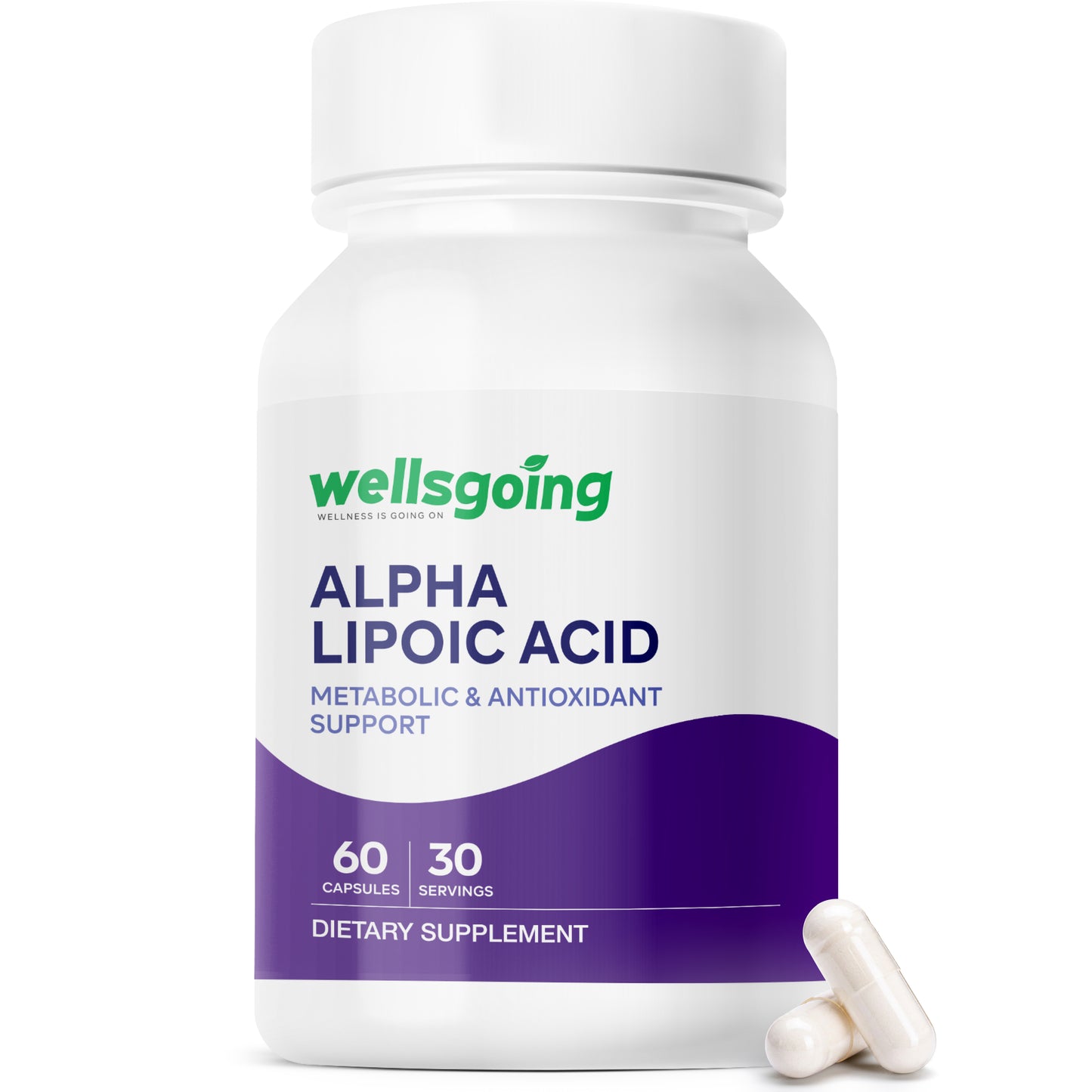 Wellsgoing Alpha Lipoic Acid 600 mg – Advanced Antioxidant Support – 60 Capsules