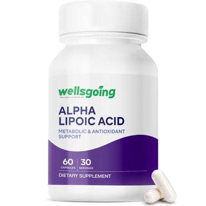 Wellsgoing Alpha Lipoic Acid 600 mg – Advanced Antioxidant Support – 60 Capsules