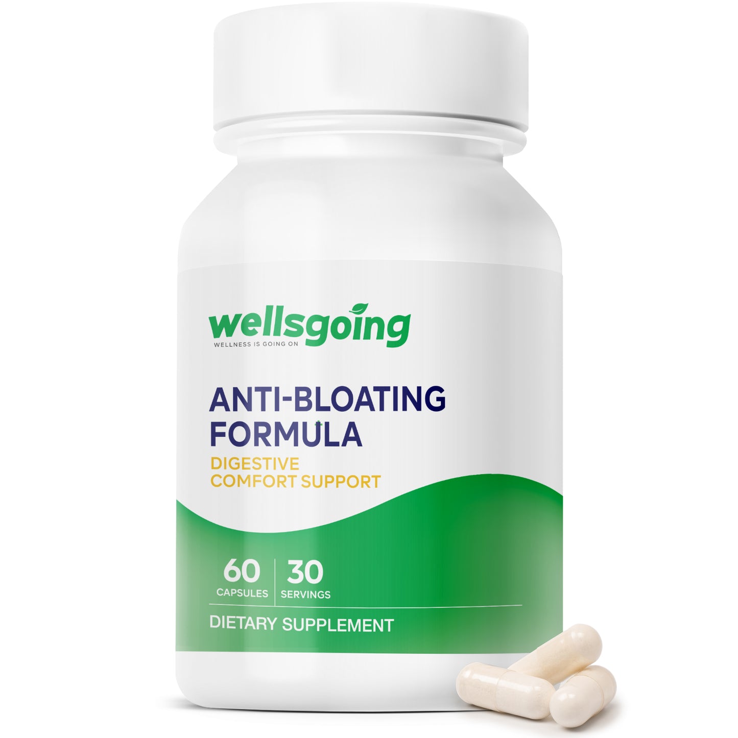 Wellsgoing Digestive Relief Formula – Daily Gut Wellness – 60 Capsules