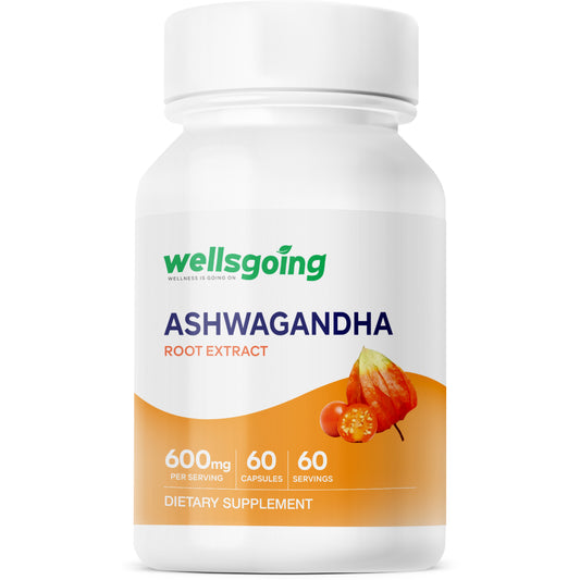 Wellsgoing Ashwagandha 600 mg – Stress & Wellness Support (60 Capsules)