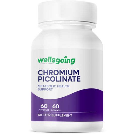 Wellsgoing Chromium Picolinate 200 mcg – Daily Metabolic Wellness Formula – 60 Capsules