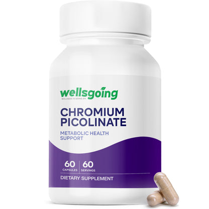 Wellsgoing Chromium Picolinate 200 mcg – Daily Metabolic Wellness Formula – 60 Capsules