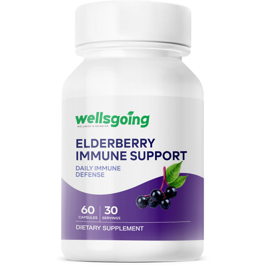 Wellsgoing Elderberry + Vitamin C & Zinc – Daily Supplement – 60 Capsules