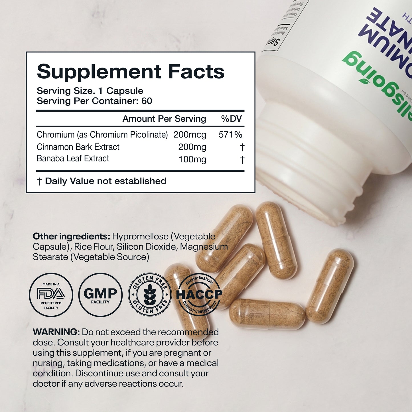 Wellsgoing Chromium Picolinate 200 mcg – Daily Metabolic Wellness Formula – 60 Capsules
