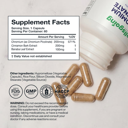 Wellsgoing Chromium Picolinate 200 mcg – Daily Metabolic Wellness Formula – 60 Capsules