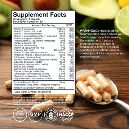 Wellsgoing Multivitamin with Probiotics – Daily Nutrition & Digestive Support (60 Capsules)