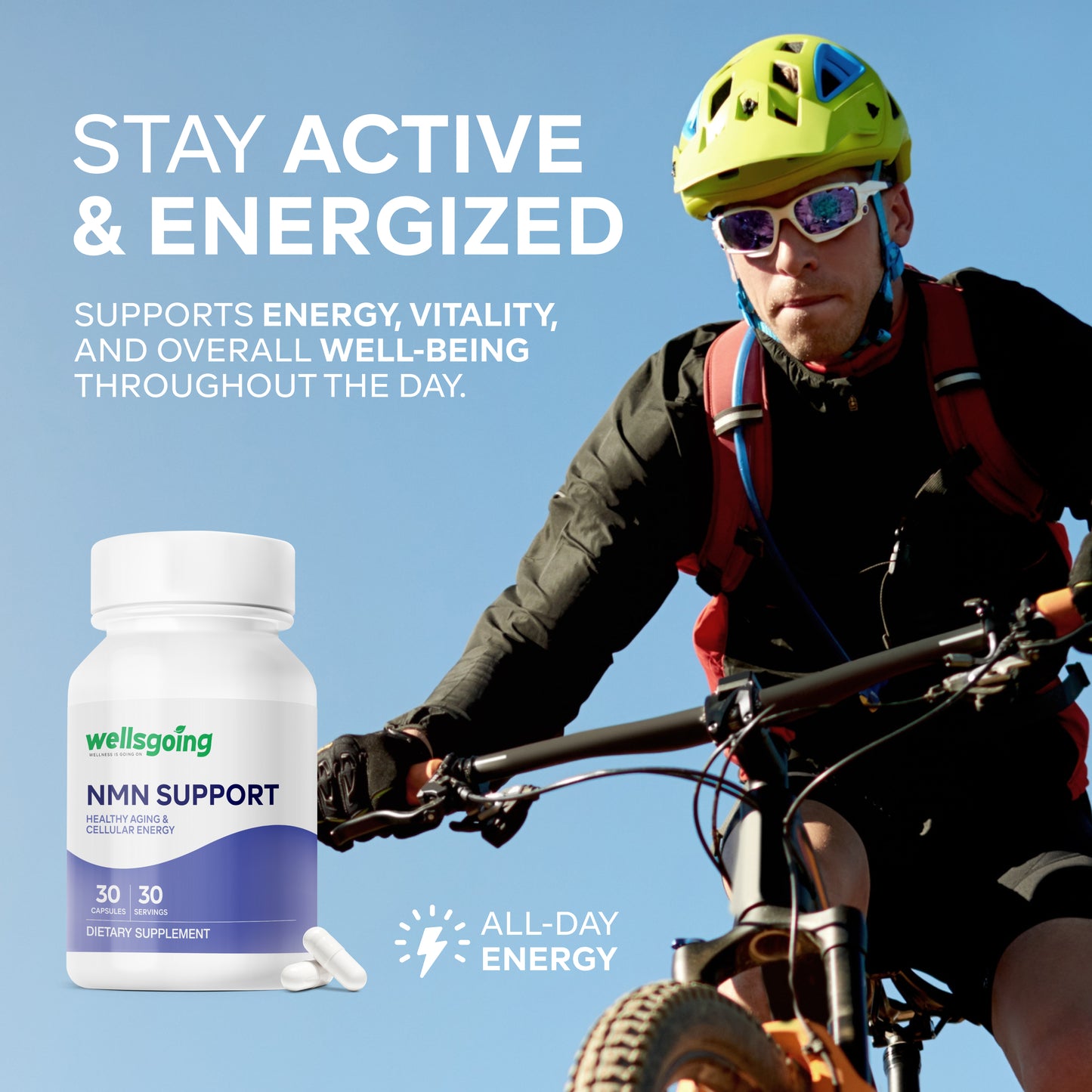 Wellsgoing NMN 500mg – Daily Vitality & Wellness Support(30 Capsules)