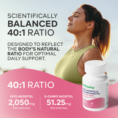 Wellsgoing Myo & D-Chiro Inositol 40:1 – Daily Wellness Formula – 60 Capsules
