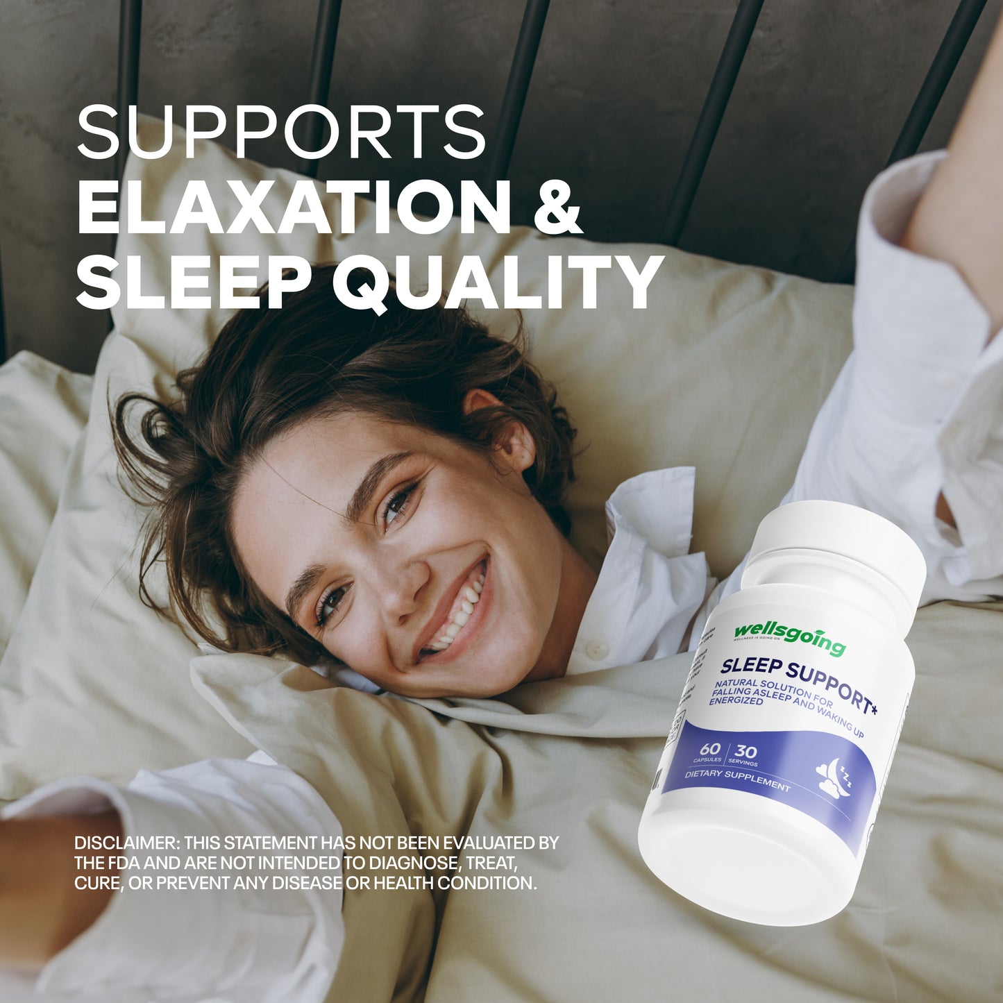 Wellsgoing Sleep Support – Melatonin-Free Relaxation Formula (60 Capsules)