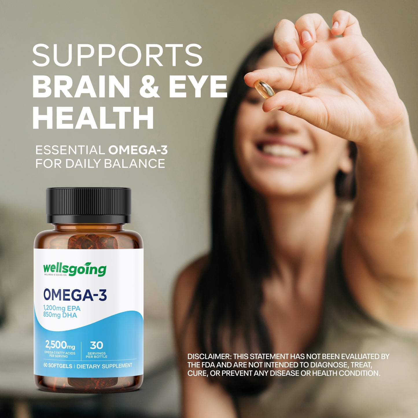 Wellsgoing Omega-3 Fish Oil 2500 mg – Heart & Brain Support (60 Softgels)