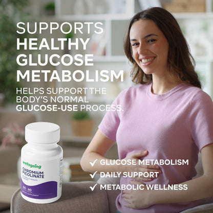 Wellsgoing Chromium Picolinate 200 mcg – Daily Metabolic Wellness Formula – 60 Capsules