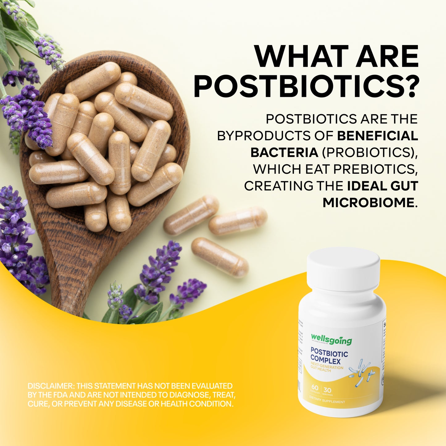 Wellsgoing Postbiotic Complex – Heat-Treated Postbiotics for Daily Support – 60 Capsules