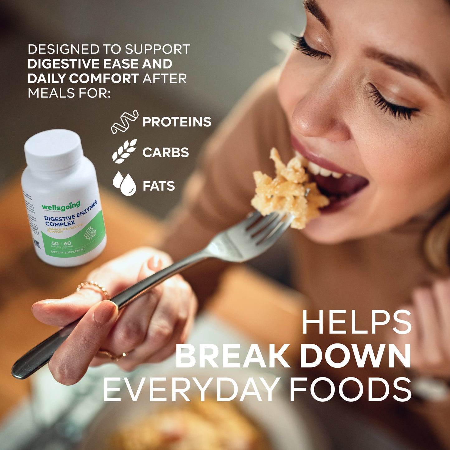Wellsgoing Digestive Enzymes Complex – Digestive Support – 60 Capsules