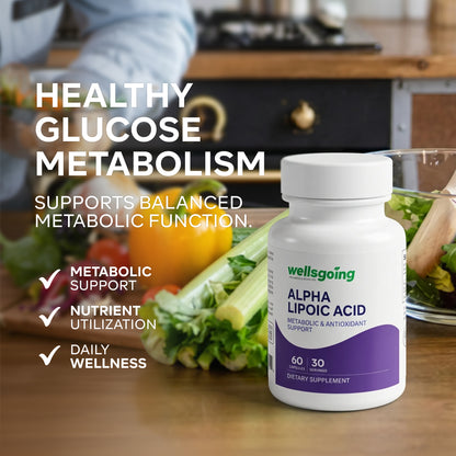 Wellsgoing Alpha Lipoic Acid 600 mg – Advanced Antioxidant Support – 60 Capsules