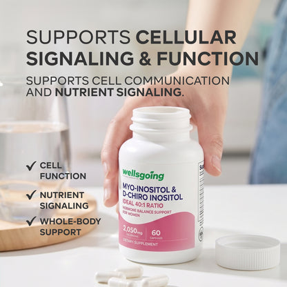 Wellsgoing Myo & D-Chiro Inositol 40:1 – Daily Wellness Formula – 60 Capsules