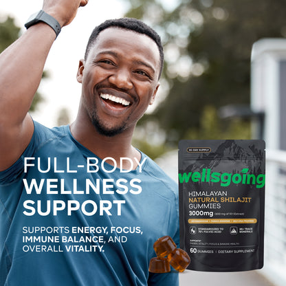 Wellsgoing Shilajit Gummies for Men – Energy & Vitality Support – 60 Gummies