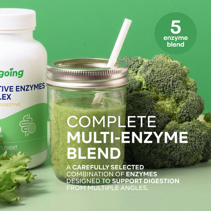 Wellsgoing Digestive Enzymes Complex – Digestive Support – 60 Capsules