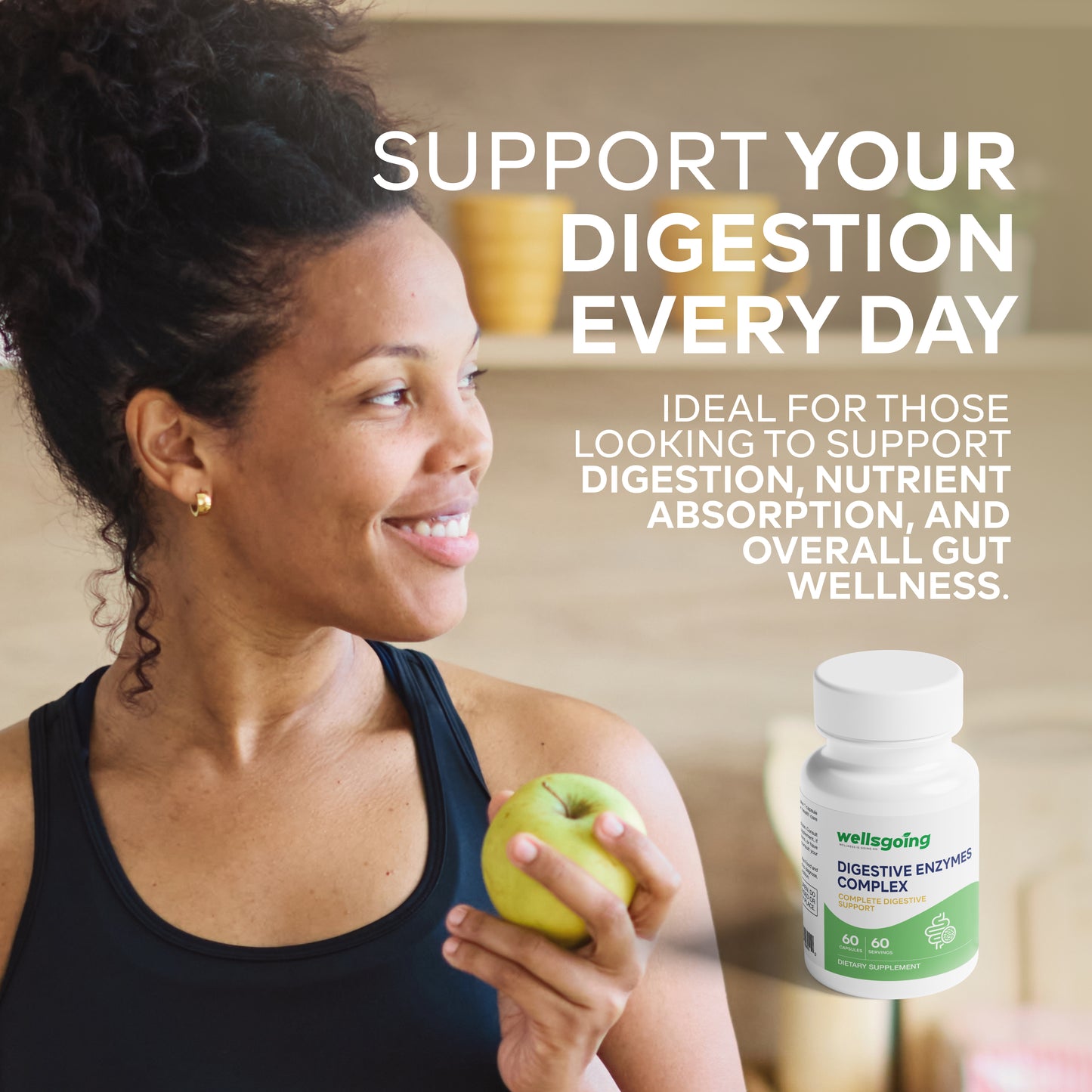 Wellsgoing Digestive Enzymes Complex – Digestive Support – 60 Capsules