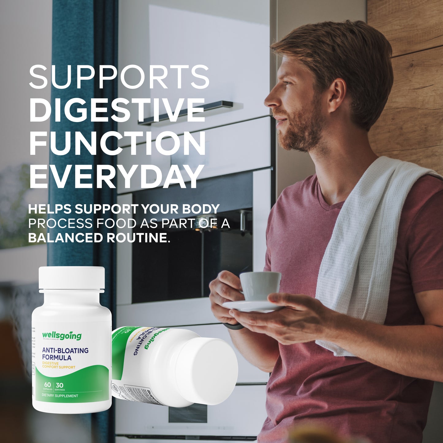 Wellsgoing Digestive Relief Formula – Daily Gut Wellness – 60 Capsules