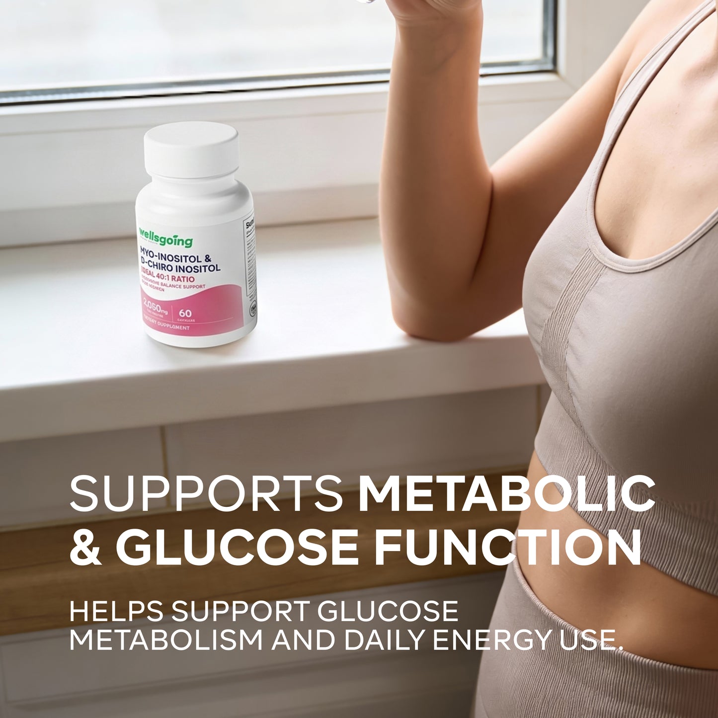 Wellsgoing Myo & D-Chiro Inositol 40:1 – Daily Wellness Formula – 60 Capsules
