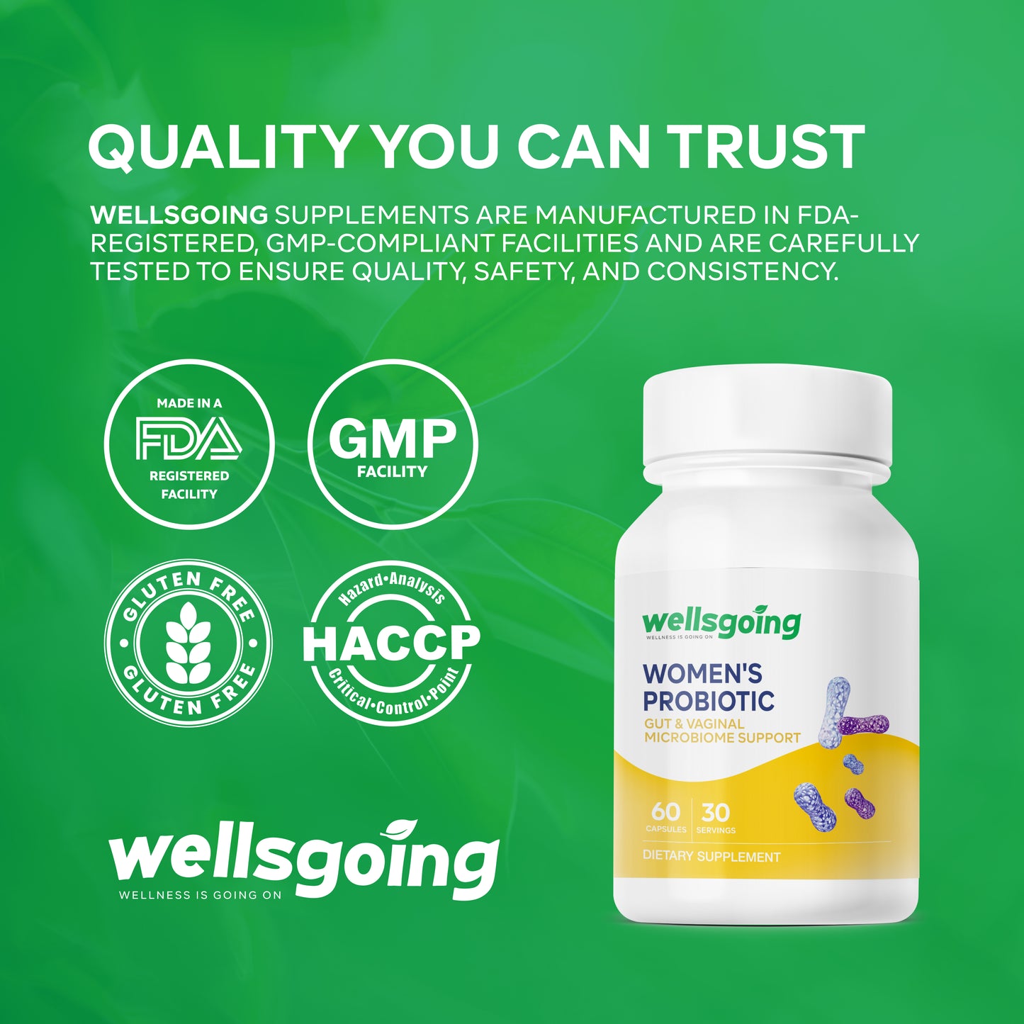 Wellsgoing Women’s Probiotic – Digestive & Vaginal Balance – 20B CFU– 60 Caps