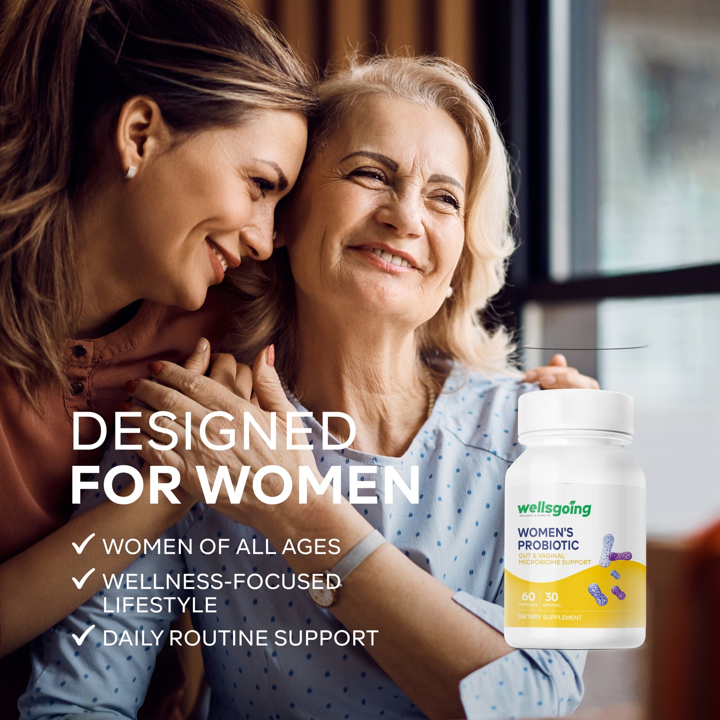 Wellsgoing Women’s Probiotic – Digestive & Vaginal Balance – 20B CFU– 60 Caps
