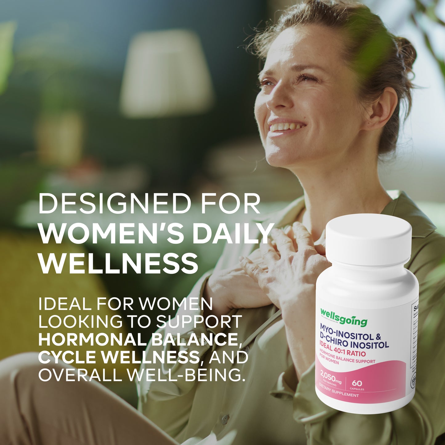 Wellsgoing Myo & D-Chiro Inositol 40:1 – Daily Wellness Formula – 60 Capsules