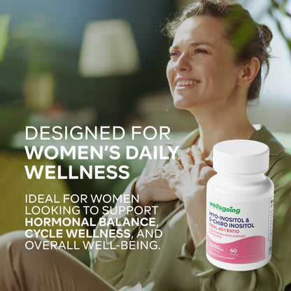 Wellsgoing Myo & D-Chiro Inositol 40:1 – Daily Wellness Formula – 60 Capsules