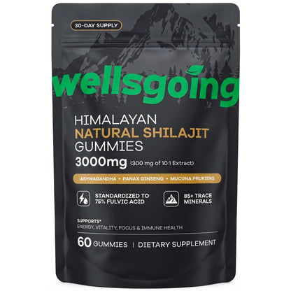 Wellsgoing Shilajit Gummies for Men – Energy & Vitality Support – 60 Gummies