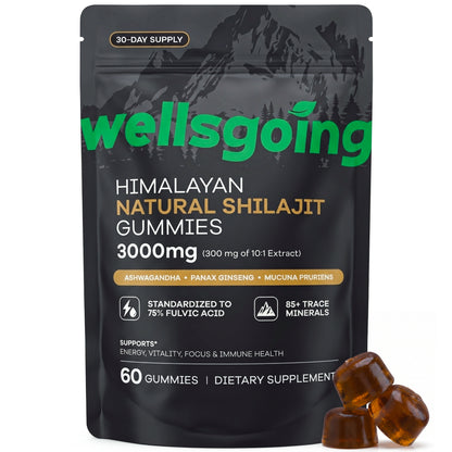 Wellsgoing Shilajit Gummies for Men – Energy & Vitality Support – 60 Gummies