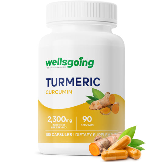 Wellsgoing Turmeric Curcumin 2300 mg – Joint & Immune Support (180 Capsules)