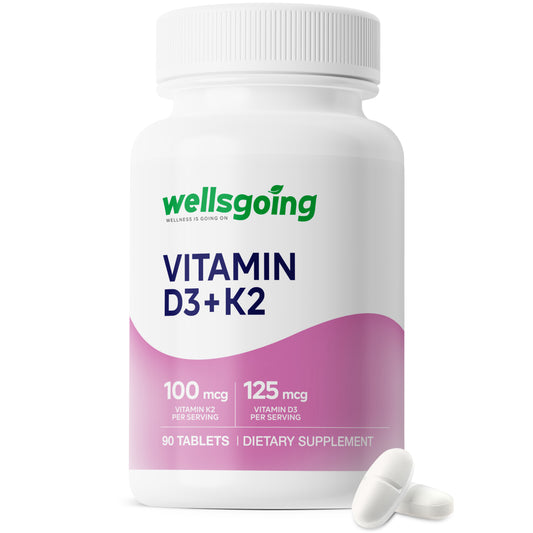 Wellsgoing Vitamin D3 + K2 5000 IU – Bone, Teeth & Immune Support (90 Tablets)